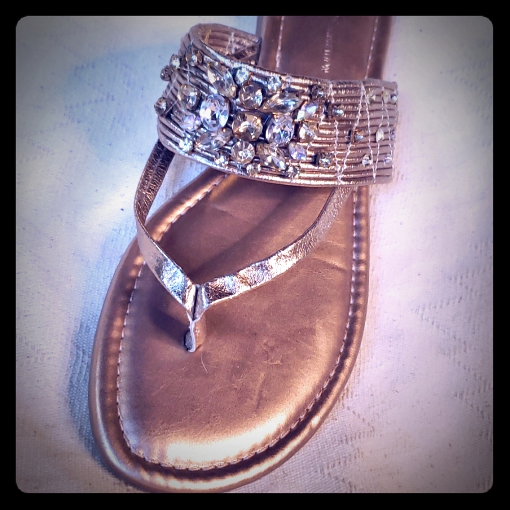 BCBGeneration Rose Gold Rhinestone Sandals